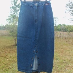 Shades Jean Skirt 10 denim front split pencil